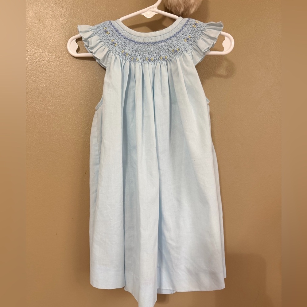 Luli & Me 🪿classic baby Blue Smocked Dress